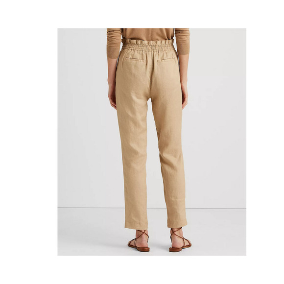 Lauren Ralph Lauren Linen Ankle Pants Tan Size 4 - Picture 2 of 4
